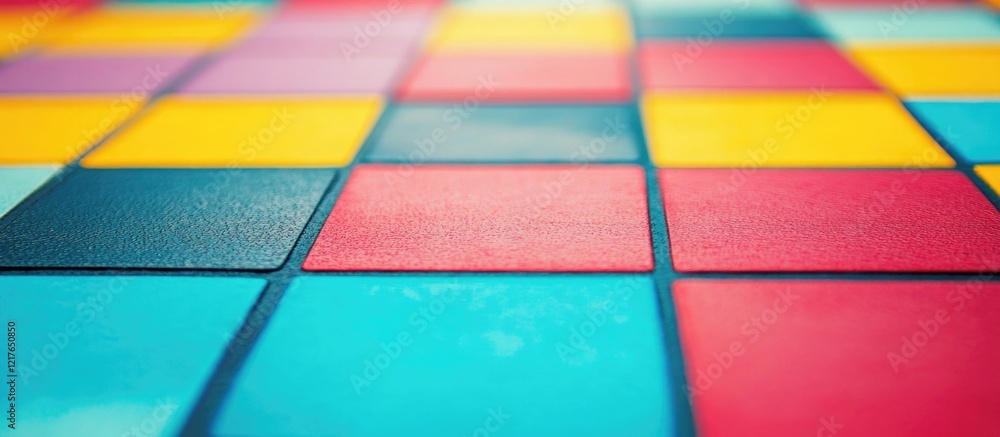 Aufkleber Colorful playful board game wallpaper with vibrant squares and ample empty space for text or design elements in an engaging layout