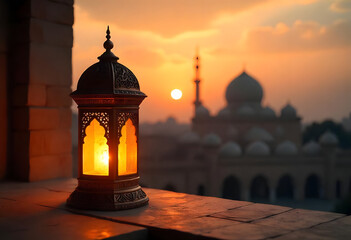 Islamic style lantern design for ramadan celebration