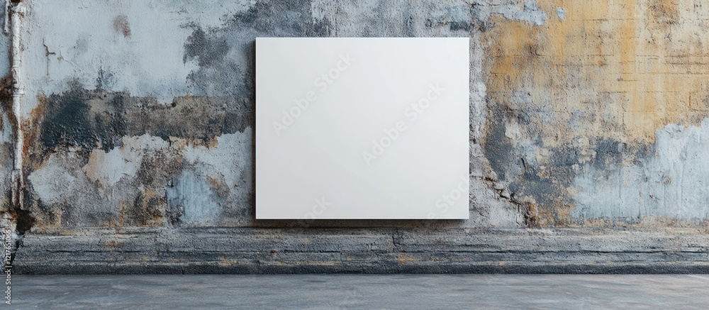 Aufkleber Blank canvas signboard mockup in industrial setting with textured background offering ample copyspace for custom text or artwork display