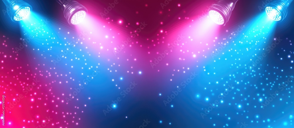 Aufkleber Bright Blue and Pink Abstract Light Background with Colorful Spotlights and Copyspace for Event Promotion and Design Use