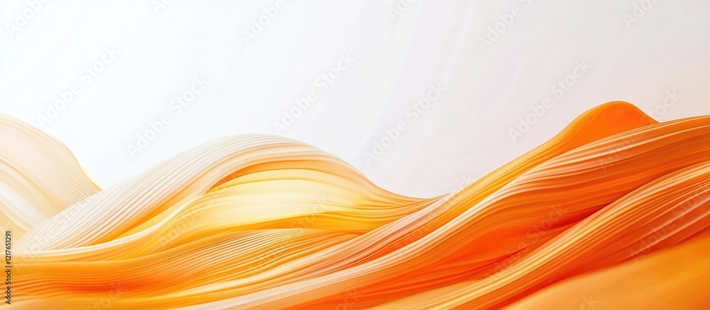 Poster Vibrant orange waves flowing gracefully across a light backdrop with ample space for text or other design elements.
