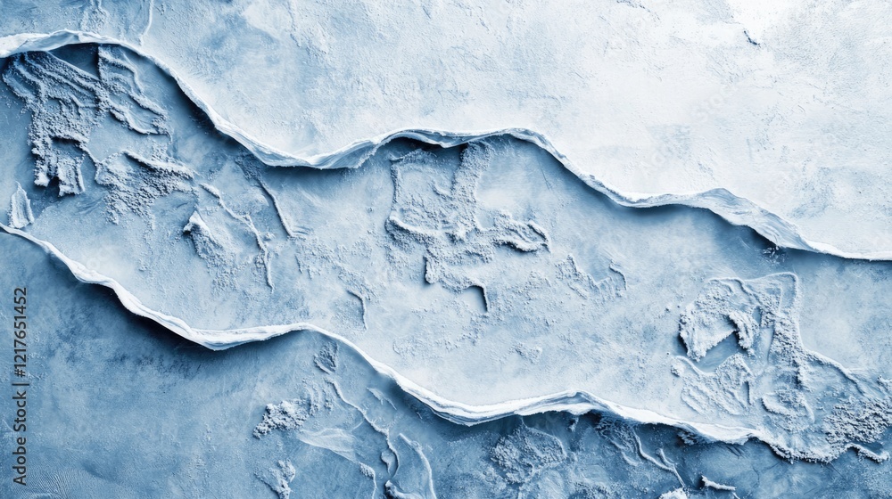 Poster abstract textured background of icy surface with wave-like patterns and cracks, cool color palette, 