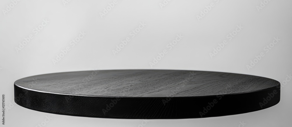 Aufkleber black round table isolated on white background for product display and advertising with ample copysp