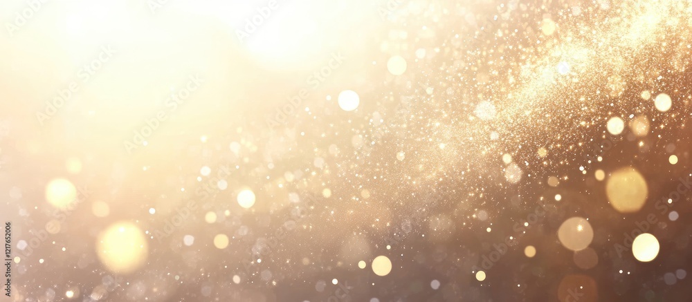 Poster Elegant Golden Bokeh Light Background with Soft Glows and Space for Text Overlay Ideal for Celebrations and Special Occasions