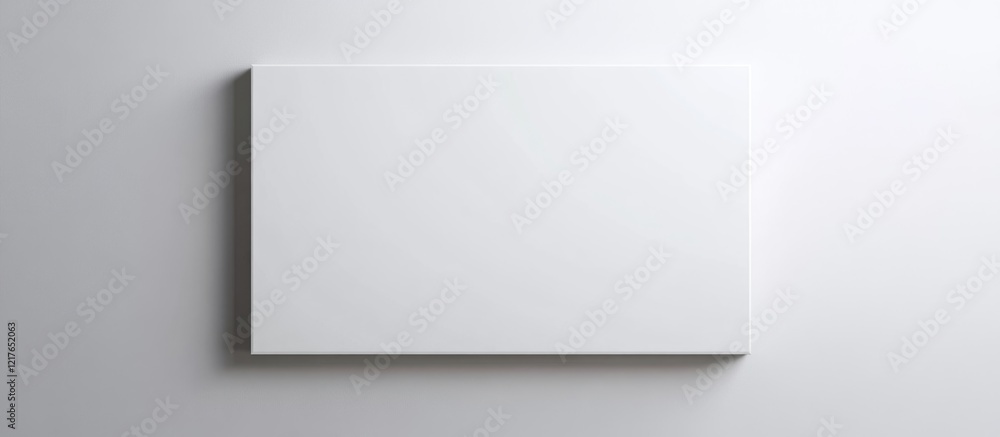 Poster minimalist blank canvas frame on white wall for interior design with ample copyspace for text or art