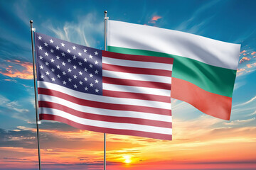 The flags of the United States and bulgaria- are symbols of international relations