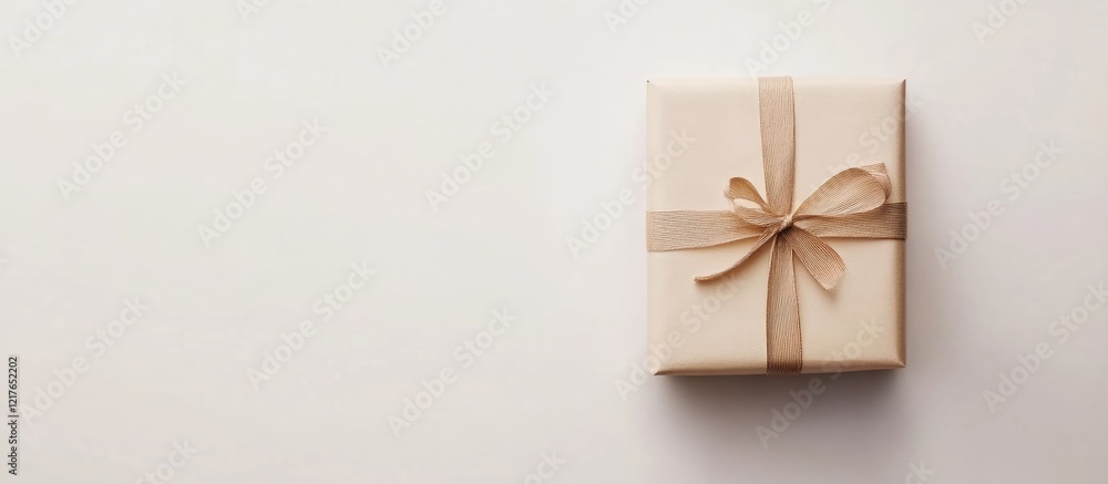 Poster elegant gift box on minimalist white background perfect for showcasing text and promotional content 