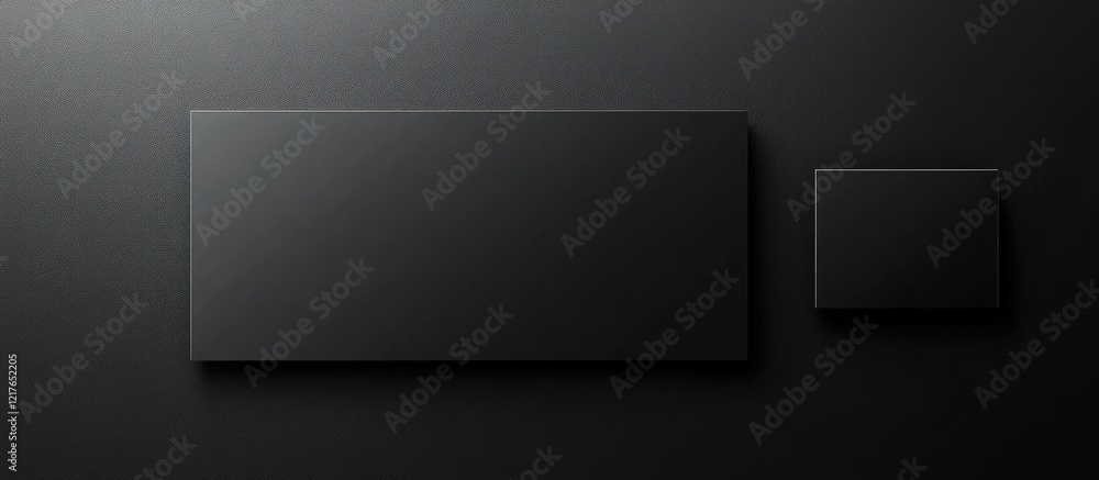 Poster elegant black reflective business card design with ample copy space for personalized branding and co