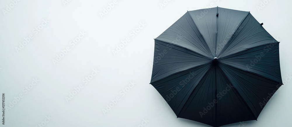 Aufkleber Black Umbrella Isolated on White Background Offering Empty Copyspace for Text or Design Use in Advertising and Promotional Materials