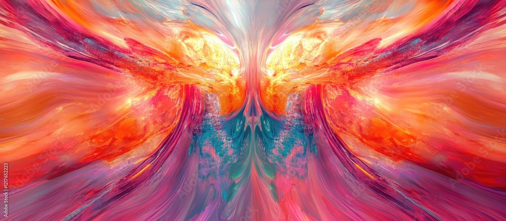 Poster vibrant abstract swirls in warm colors ideal for dreamy and meditative designs with space for text a