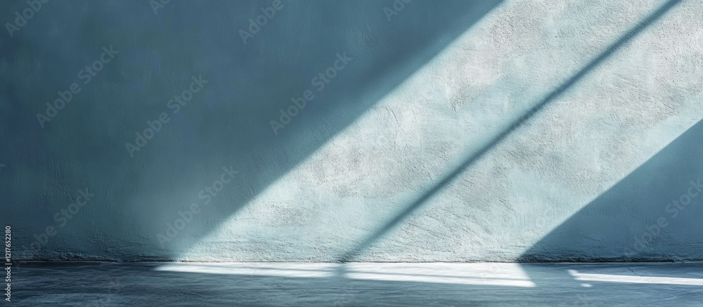 Aufkleber Blue grey wall with soft shadows and ample negative space ideal for text placement in a minimalist interior setting