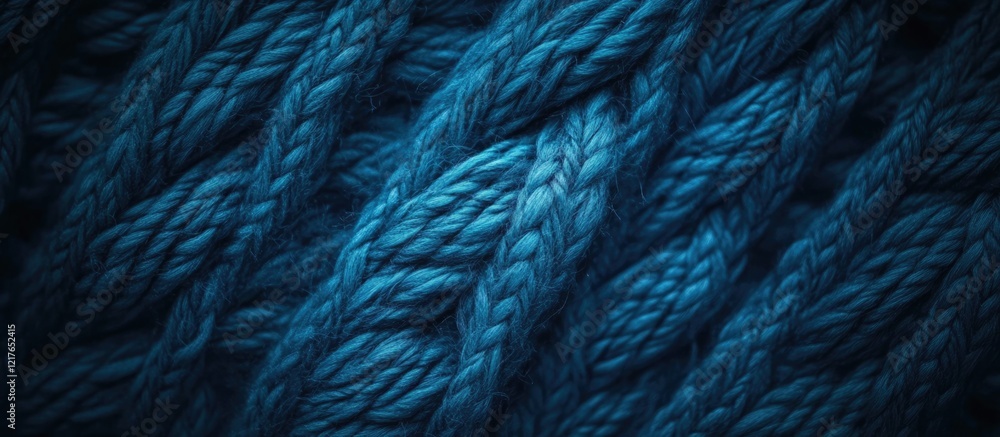 Aufkleber Blue Textured Rope Fabric Background with Woven Patterns Suitable for Design and Textile Projects