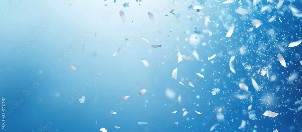 Poster bright blue background with gentle confetti effect ideal for celebratory messages and customizable t