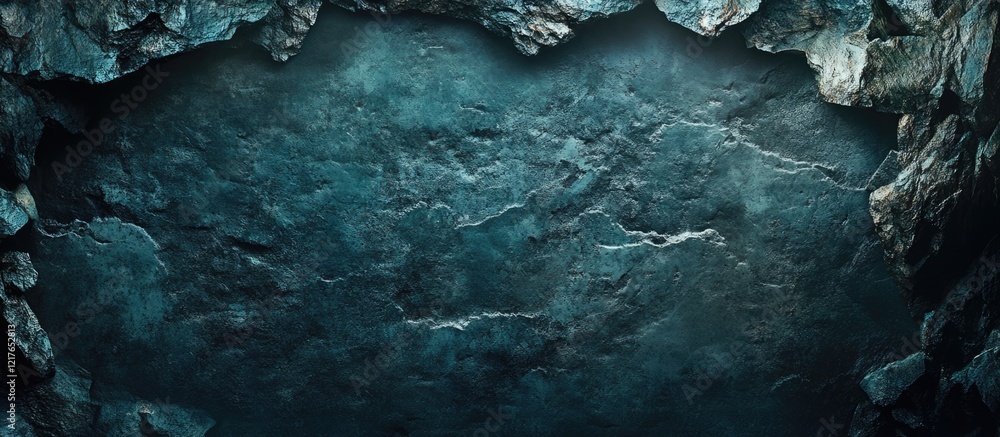 Poster dark textured background of rough stones with subtle light variations and copy space for text placem