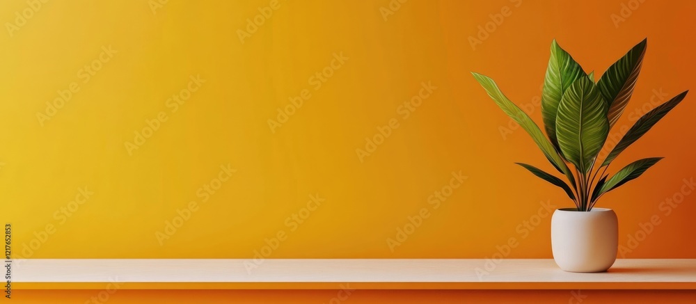 Poster elegant conference template with vibrant orange background and space for custom text featuring potte