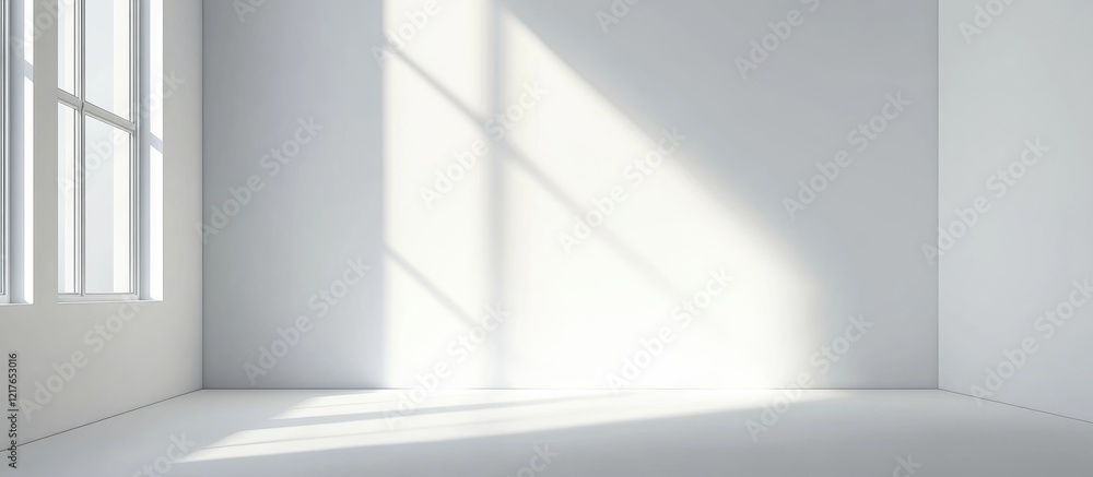 Poster bright minimalist kitchen interior with natural light and ample empty space for design or text place