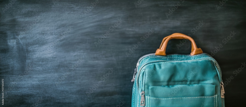 Poster chalkboard background with schoolbag empty copy space for educational or back to school themes and p