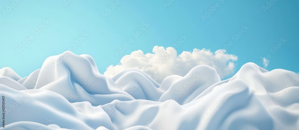 Poster vibrant summer sky featuring fluffy white clouds and calm blue background with ample space for text 