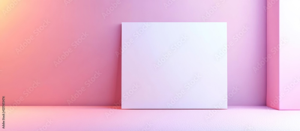 Aufkleber Elegant Blank Card Mockup Against Soft Pink Background Ideal for Advertisement Placement and Customizable Text Applications