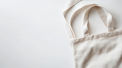 Blank canvas tote bag on light background with copy space for text or logo placement
