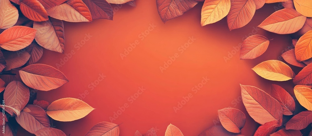 Poster Vibrant Autumn Leaves Frame with Rich Colors and Ample Negative Space for Text or Design Elements