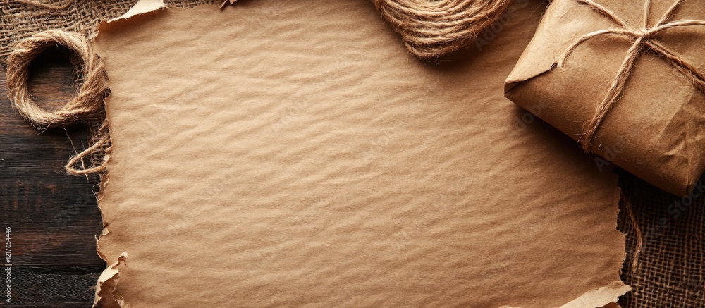 Poster Blank Craft Paper Surface for Custom Text with Twine and Gift Package in Rustic Presentation