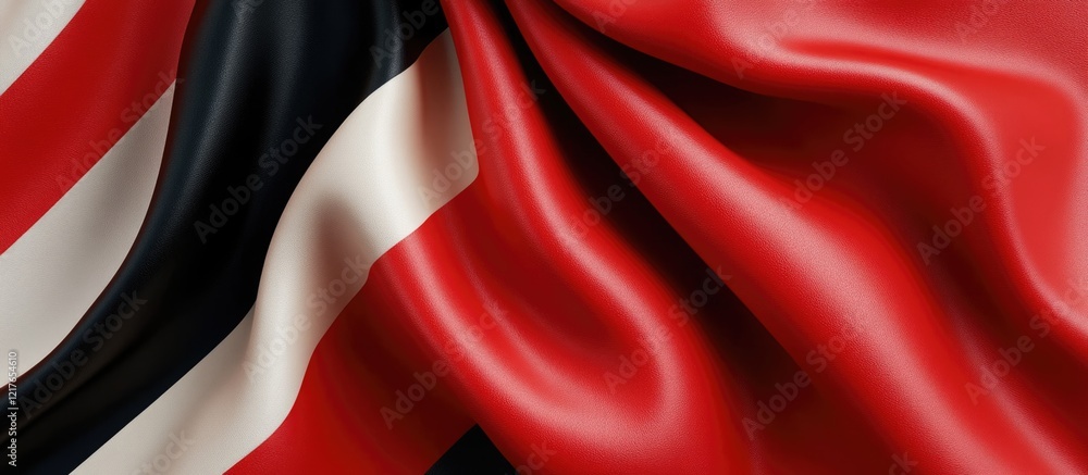 Poster minimalistic chic leather fabric with bold stripes in red black and white featuring copyspace for te