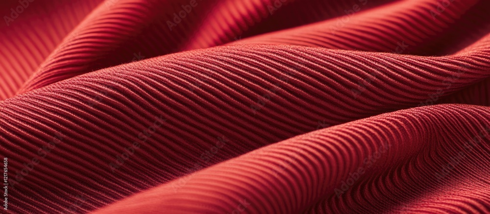 Aufkleber Red Satin Fabric with Wavy Texture and Soft Finish Ideal for Background Design and Copy Space Usage