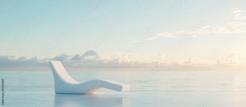 Aufkleber beach lounger by serene ocean view ideal for relaxation and vacation with empty space for text and p