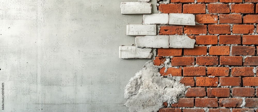 Aufkleber Brick wall and concrete texture background with exposed elements and space for creative text or design applications