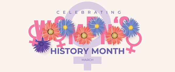 Women's History Month Celebration Banner. Womens History Month Background. Women's Contributions To Events In History and Contemporary Society Abstract Illustration Design