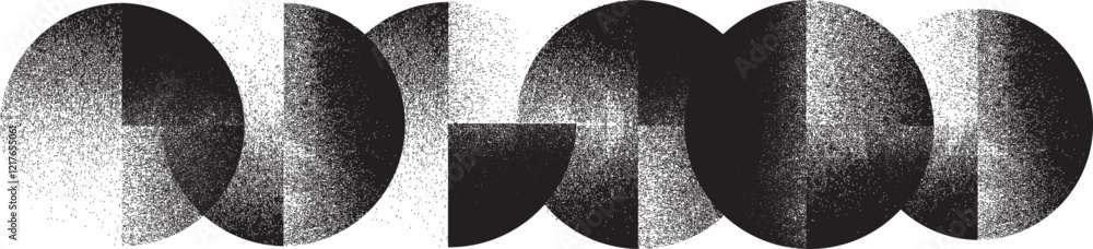 Poster sprayed black half circles composition .graffiti art design . noise textured semi circles . spray ef