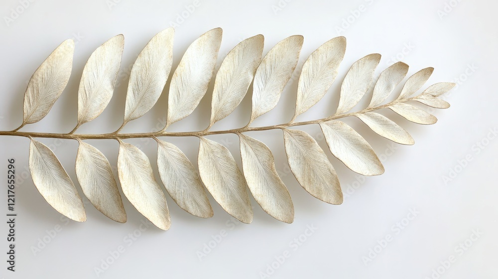 Poster close up of an elegant dry fern leaf showcasing intricate details on a soft background with ample sp