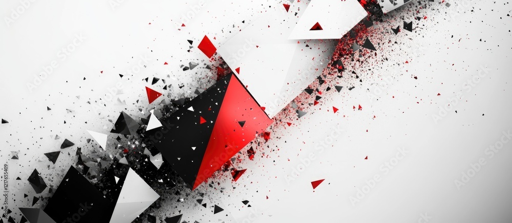 Aufkleber Abstract Geometric Background in Black White and Red with Dynamic Triangular Shapes and Ample Copyspace for Creative Text Integration