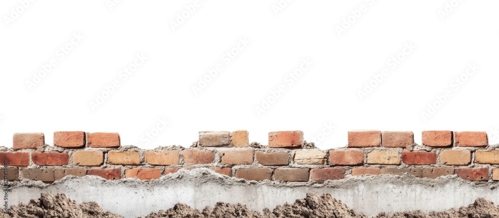 Poster Brickwork with cement layers suitable for construction signage featuring ample empty space for customizable text and logistics information