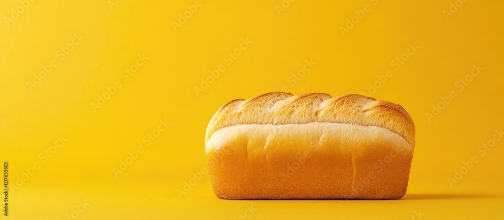 Poster Freshly Baked Bread on Yellow Background with Space for Customizable Text or Branding