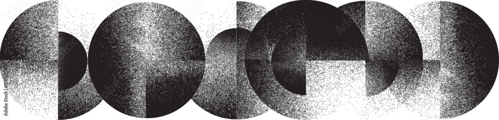 Poster sprayed black half circles composition .graffiti art design . noise textured semi circles . spray ef