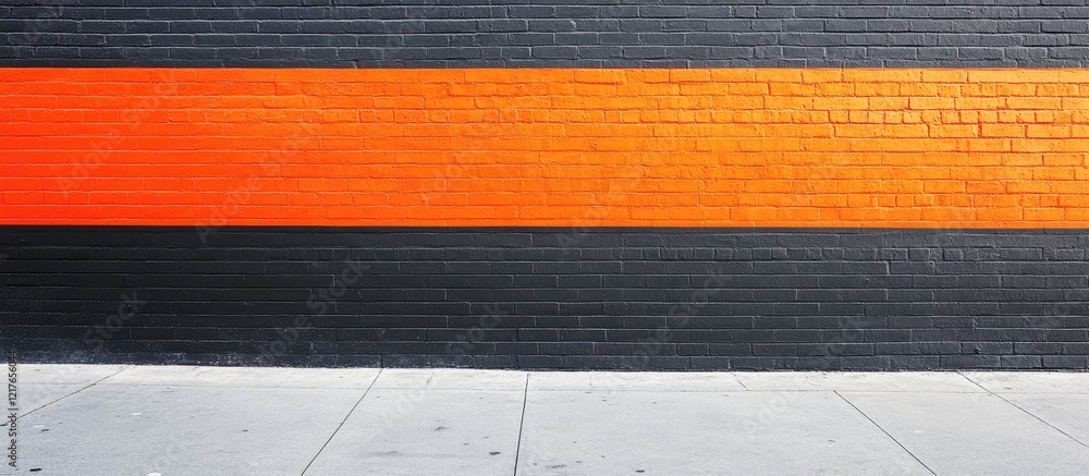 Poster bold orange striped brick wall with black background offering ample space for text and creative desi