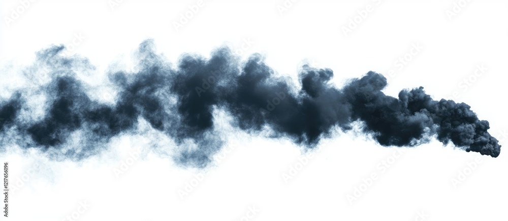 Poster black smoke cloud on white background representing energy pollution with space for text and message 