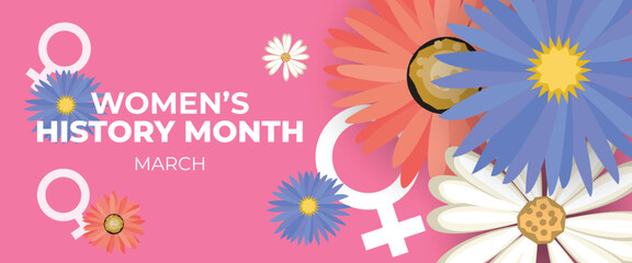Women's History Month Celebration Banner. Womens History Month Background. Women's Contributions To Events In History and Contemporary Society Abstract Illustration Design