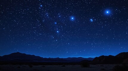 Stunning Night Sky with Stars and Planets Displaying Celestial Wonders Over Mountain Landscape