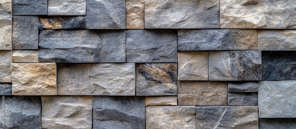 Aufkleber Stone Brick Wall Background with Textured Pattern and Space for Custom Text or Design Elements in Modern Presentation