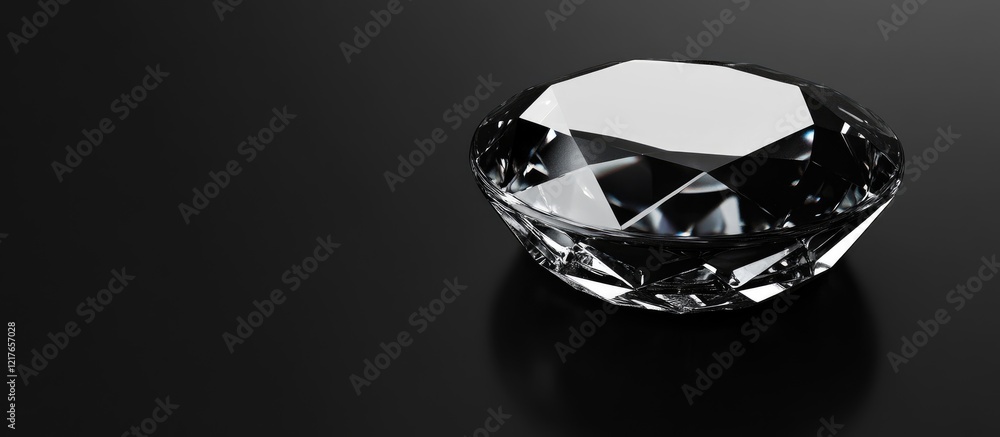 Poster Elegant Cut Diamond on Reflective Surface with Copyspace for Text and Design Elements