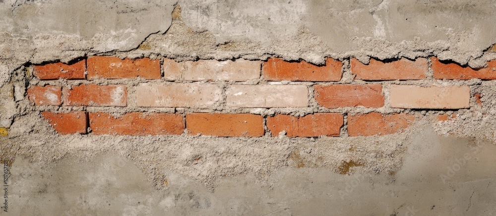 Aufkleber Bricks being cemented together in construction site with ample empty space for text and design elements in a detailed masonry context