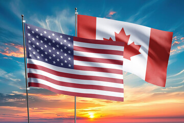 The flags of the United States and canada- are symbols of international relations