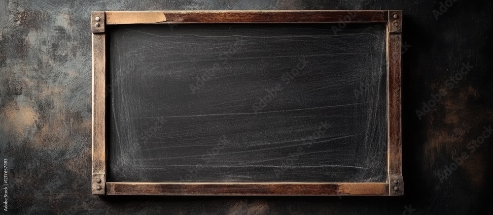 Aufkleber Vintage Chalkboard Mockup with Wooden Frame Ideal for Graphic Design Projects and Text Insertion in Minimalist Environment