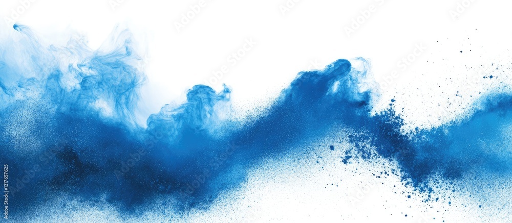 Poster Vibrant Blue and White Abstract Explosion Texture with Blank Space for Overlayed Text or Graphics
