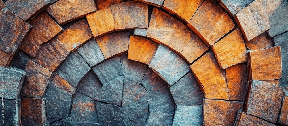 Aufkleber Colorful Circular Brick Design Background with Texture and Copy Space for Text Display or Graphic Design Projects