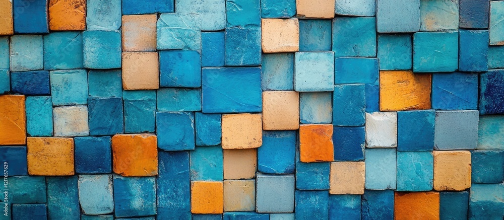 Aufkleber Colorful Mosaic Tile Background for Website or Flyer Design Featuring Text Space for Creative Branding and Display
