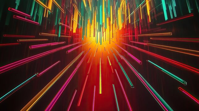 A mesmerizing financial radar chart with elongated glowing spokes